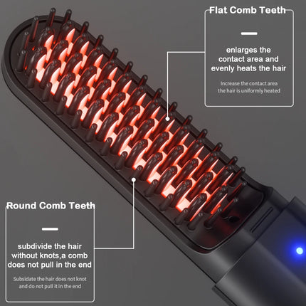 Brosse lissante sans fil pour barbe et cheveux avec technologie ionique