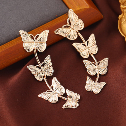 Bohemian Vintage Butterfly Drop Earrings - Trendy Long Metal Statement Jewelry for Women