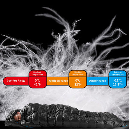 Ultra-Light Goose Down Winter Sleeping Bag for Hiking and Camping - Wnkrs