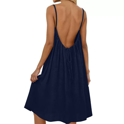 Vestido de mujer liso con tirantes y espalda descubierta