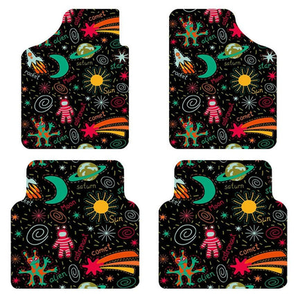 4-Piece Cartoon Pattern Car Floor Mats - Universal Fit for Cars, SUVs, & 7-Seat Commercial Vehicles - Wnkrs