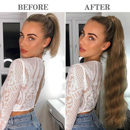 Blonde Wavy Hollywood Style Clip-In Ponytail