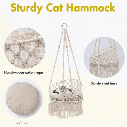 Lit suspendu pour chat Boho pour dormir, jouer et se prélasser