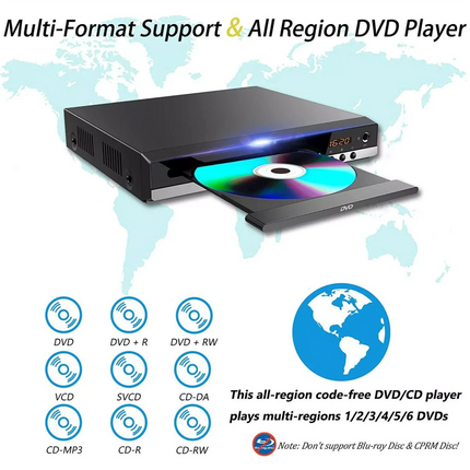 Reproductor de DVD y CD para todas las regiones con salida AV