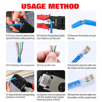 Alicates pelacables profesionales para cables de red con comprobador de cable LAN RJ45 UTP