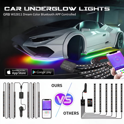 Kit de 6 luces LED impermeables para debajo del automóvil