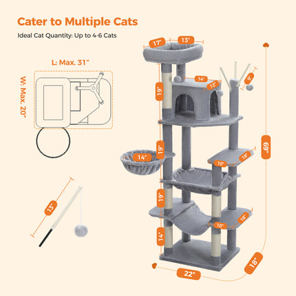 Grand arbre à chat à 7 niveaux