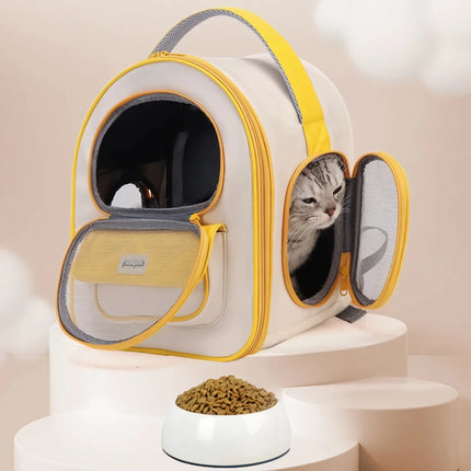 Mochila para gatos plegable y transpirable para viajes al aire libre: transportador de mascotas de gran capacidad