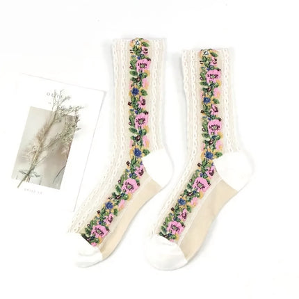 Chaussettes amusantes à fleurs Harajuku pour femmes