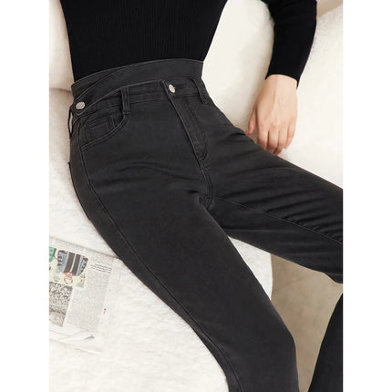 Jean slim taille haute minimaliste pour femme