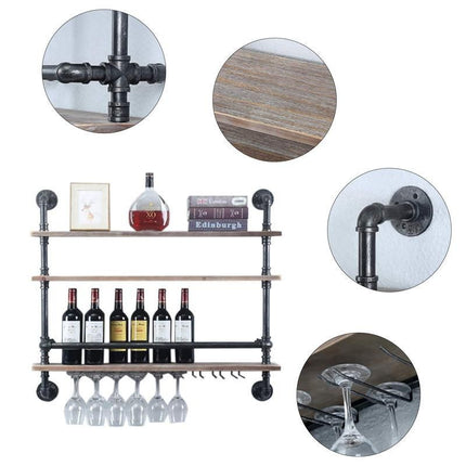 Industrial Pipe & Wood Wine Rack - Wnkrs