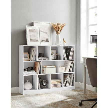 Elegant White Bookshelf with 11 Compartments for Stylish Home Storage - Wnkrs