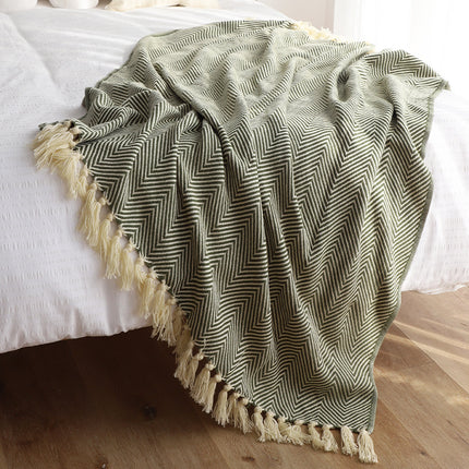 Classic Retro Herringbone Weave Sofa Blanket - Wnkrs
