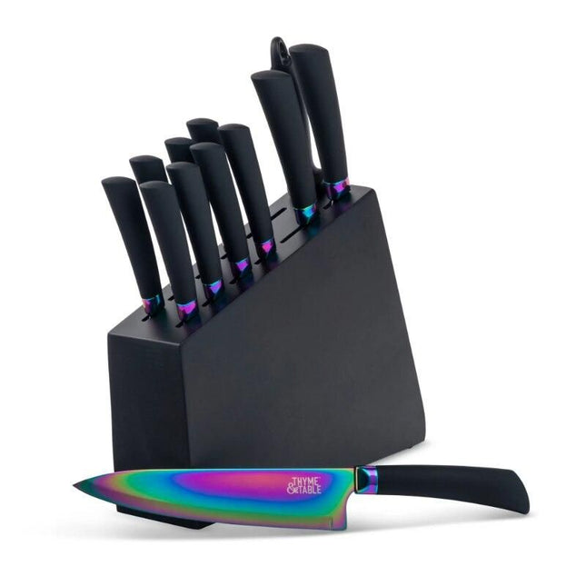 Rainbow Stainless Steel 13-Piece Knife Block Set - Wnkrs