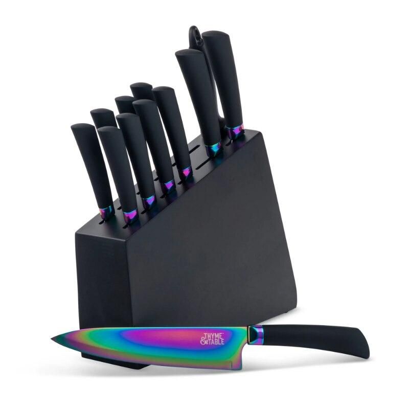 Rainbow Stainless Steel 13-Piece Knife Block Set