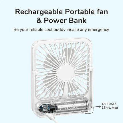 Ultra Quiet Portable Desk Fan - USB Rechargeable, Foldable with 4-Speed Powerful Cooling