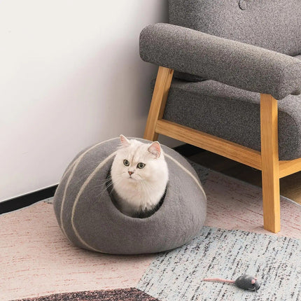 Premium Handmade Felt Cat Bed Cave 100% Merino Wool - Wnkrs