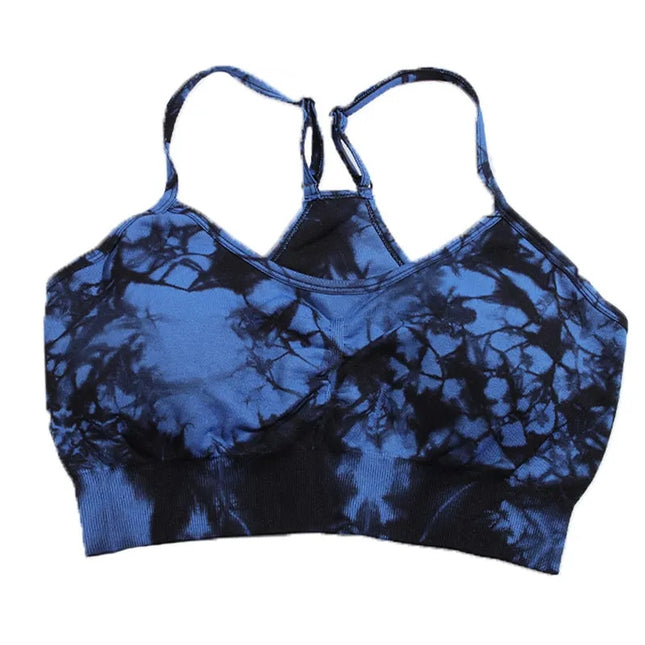 Tie Dye Sports Bra for Women | Breathable Fitness Tank Top with Chest Pad