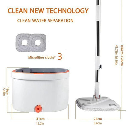 Effortless 360° Microfiber Mop with Water-Separation Bucket – No-Handwash Floor Cleaner