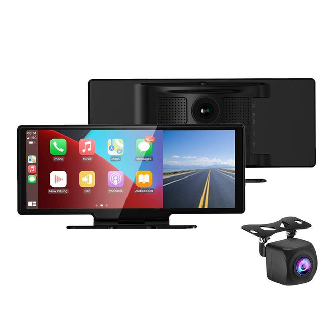 10.26" 4K Touchscreen Rearview Mirror Dash Cam with CarPlay & Android Auto