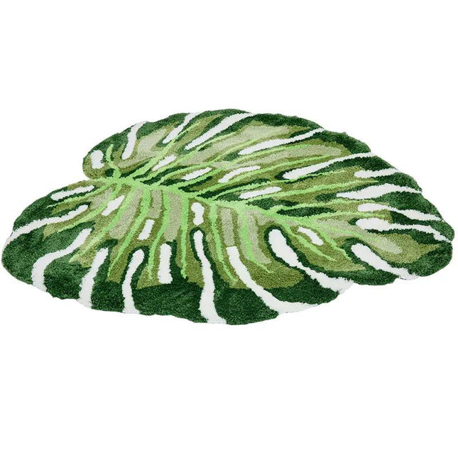 Tapis touffeté à motif de feuilles de Monstera irrégulières