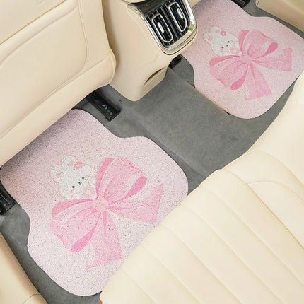 Tapis de sol de voiture avec nœud mignon - Design en anneau de soie anti-salissures et antidérapant