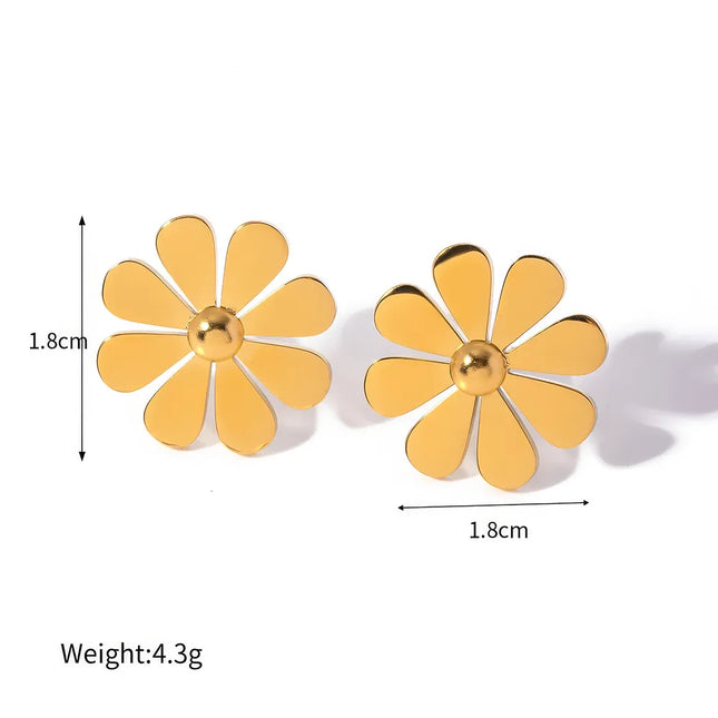 Boucles d'oreilles à tige Daisy en acier inoxydable plaqué PVD 18 carats de luxe