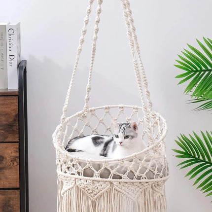 Lit suspendu pour chat Boho pour dormir, jouer et se prélasser