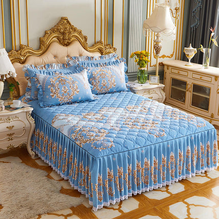 Twill Thickened Bedspread Bed Skirt Single Product Bed Skirt Three-piece Suit - Wnkrs