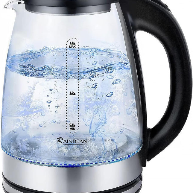 Electric Kettle Water Boiler, 1.8L Electric Tea Kettle, Wide Opening Hot Water Boiler With LED Light, Auto Shut-Off & Boil Dry Protection, Glass Black - Wnkrs