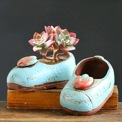 Charming Ceramic Boot Vase for Succulents and Flowers