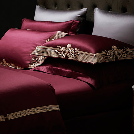 Four-piece Luxury Burgundy Wedding Bed - Wnkrs