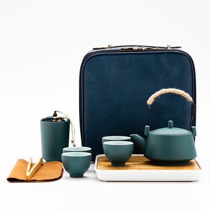 Stoneware Handle Pot With One Pot And Four Cups Outdoor Travel Tea Set - Wnkrs