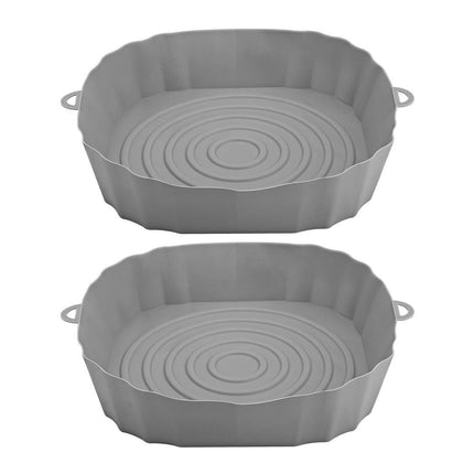 2Pcs Air Fryer Silicone Pot Baskets Liners Non-Stick Safe Oven Baking Tray Mats - Wnkrs