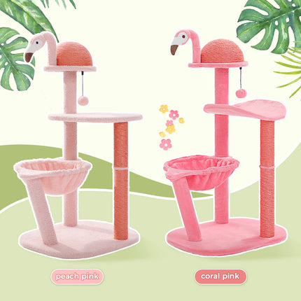 Árbol para gatos Flamingo Pink con postes rascadores de sisal y hamaca