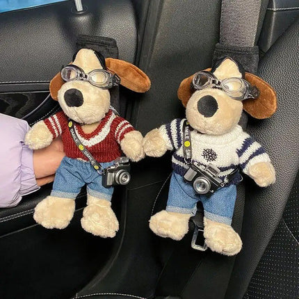 Cartoon Dog Plush Car Seat Belt Shoulder Protector - Wnkrs