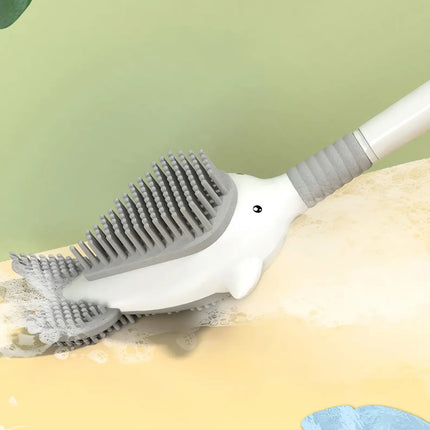 Brosse WC en silicone avec support mural et motif baleine