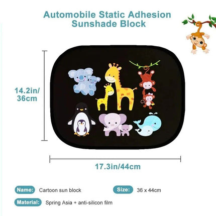 Cute Cartoon Car Sun Shade for Side Windows - UV Protection, Electrostatic Adsorption, 44x36cm - Wnkrs