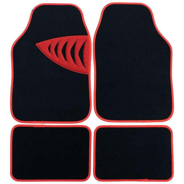 Universal Car Floor Mats with Red Trim Edging & Shark Gill Pattern - Wnkrs