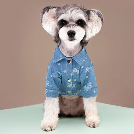 Manteau en jean pour chien avec anneau en D