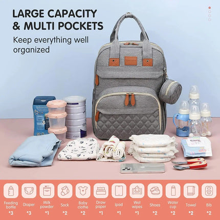 3-in-1 Diaper Bag Backpack with Foldable Baby Bed - Wnkrs