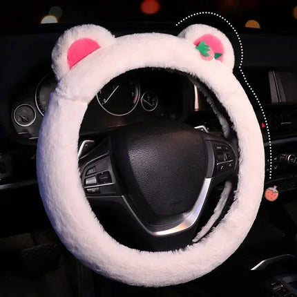 Pink Cat Ears Plush Steering Wheel Cover - Wnkrs