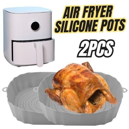 2 PCS Air Fryer Silicone Liners Reusable Air Fryer Silicone Pot Baking Tray Mat - Wnkrs