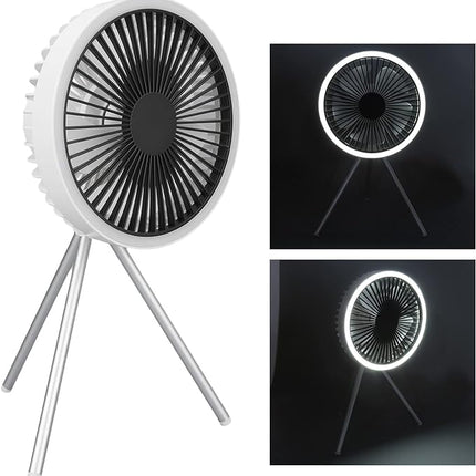 Rechargeable 10,000mAh Camping Fan with LED Lighting and Power Bank