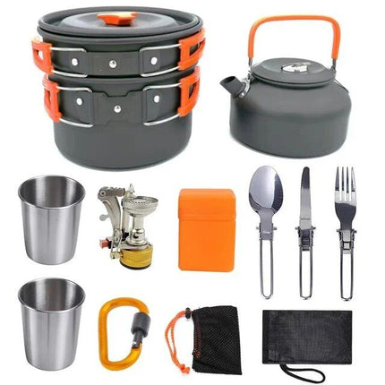 Portable Aluminum Camping Cookware Set - Nonstick Outdoor Cooking Gear for Hiking, Picnics & BBQ - Wnkrs