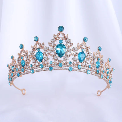 Tiara nupcial barroca de oro y cristal color champán