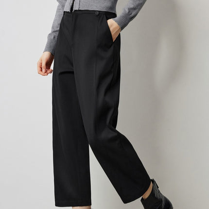 Chic Autumn Ankle-Length Casual Black Pants for Women