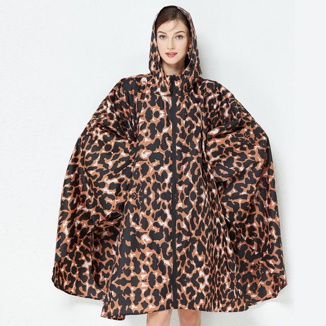Leopard-Print Polyester Rain Poncho