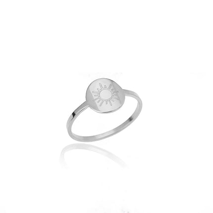 Round Gold Stainless Steel Sun Rings for Women