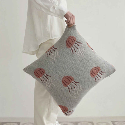 Elegant Jellyfish Pattern Knitted Cotton Pillow Cover